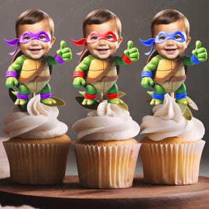 Custom face cupcake toppers Turtles Fighter custom ninja face cupcakes photo personalized ninja Inspired Turtles custom toppers Digital File