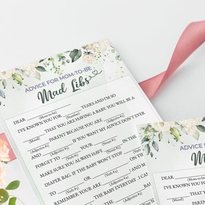 Cartes de conseils pour baby shower, Baby Mad Libs, jeu de baby shower à imprimer, Jeux de baby shower non sexiste, carte de conseils, téléchargement immédiat