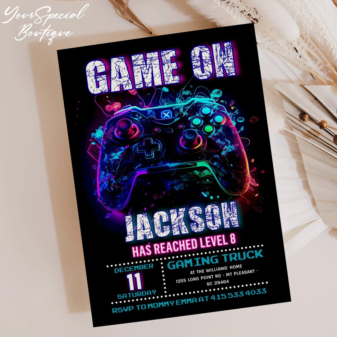Video Game Birthday Invitation Arcade Birthday Invitation Gamer