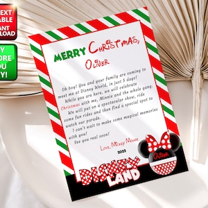 EDITABLE Christmas MICKEY & MINNIE Personalized Letters Announcing Surprise Trip Reveal, Holiday Gift Reveal, Instant download