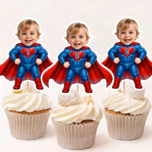 Superhero Inspired cupcake topper, cupcake topper superhero birthday cupcake decor Custom face cupcake topper photo, superhero theme Any age