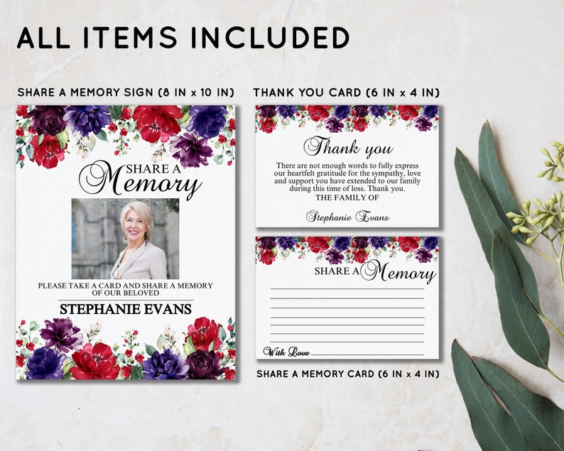 Share A Memory Sign, Share A Memory Card, Funeral Thank You Cards ...