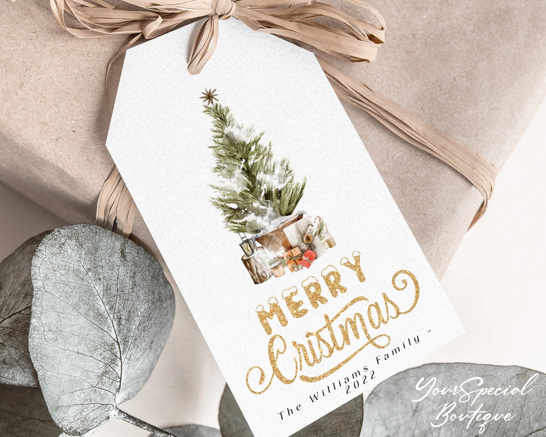 Christmas Trees Tag, Christmas Gift Tag, Holiday Gift Tag Template ...
