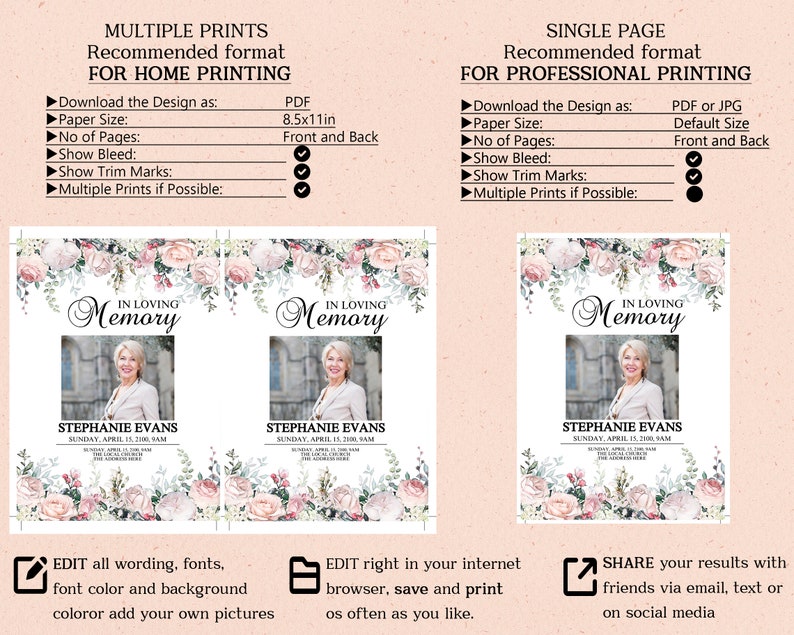 Funeral Announcement Funeral Invitation Funeral Announcement Etsy