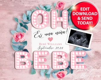 Anuncio de Embarazo Es una niña Digital para Redes Sociales Mi Mami Resultó Positiva, baby scan post Social media Girl digital pregnancy 013