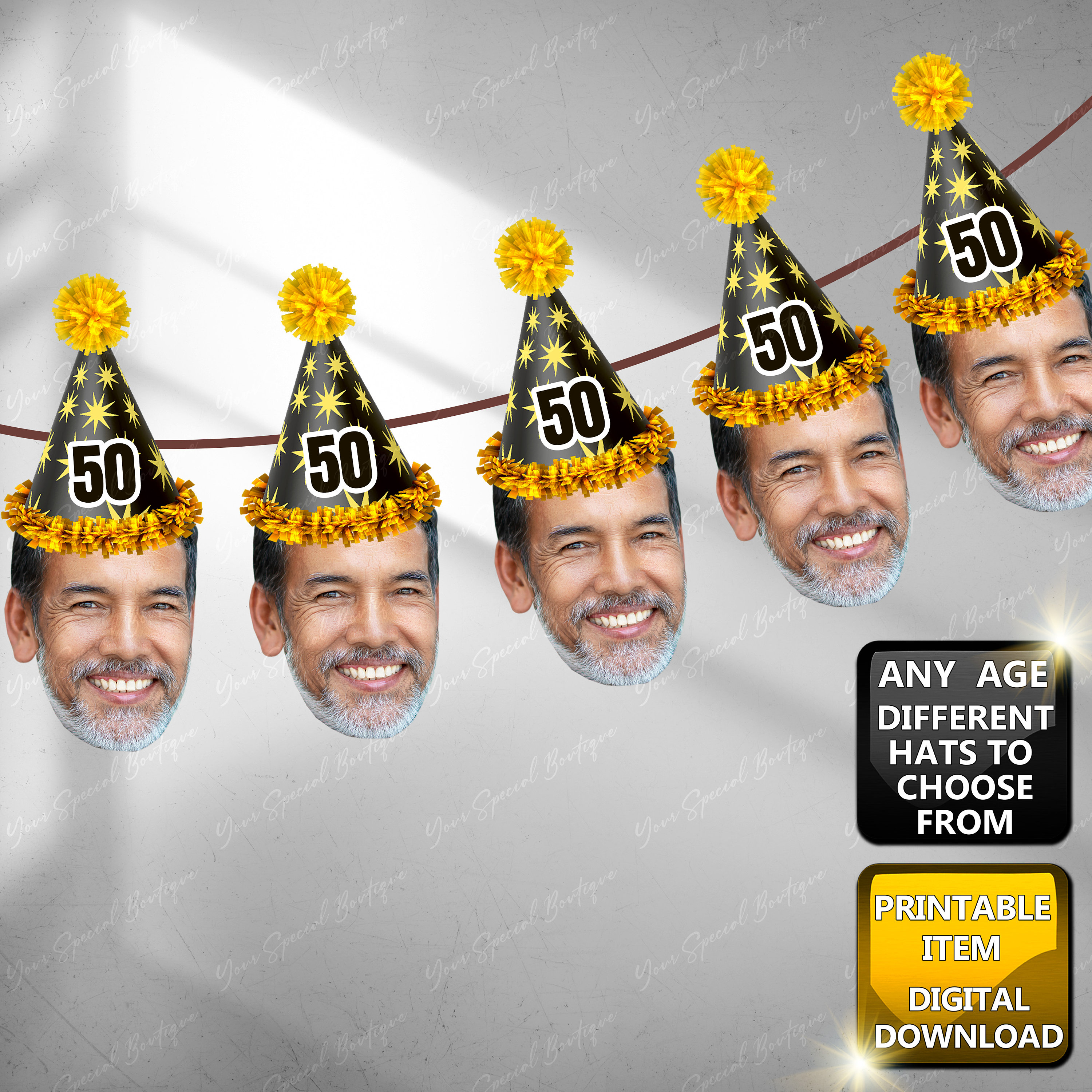 Custom Photo banner | face banner | printable | face | birthday | party | people | pets | 21st | 30th | 40th | 50th | 60th  70th Face Banner