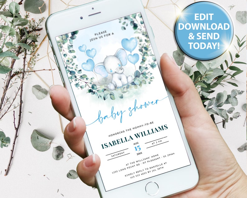 Baby Shower Digital Invitationbaby Shower Evite E Etsy
