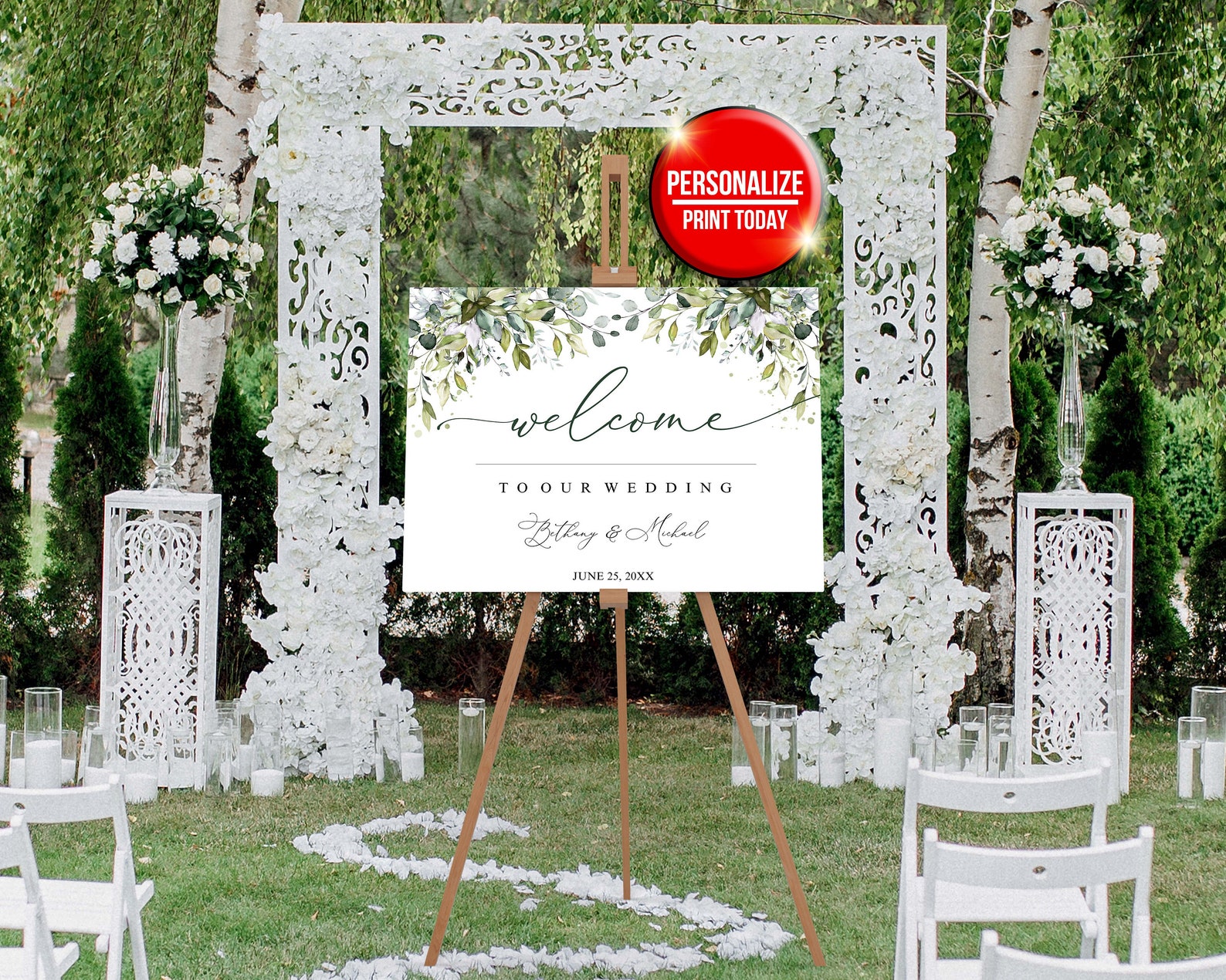 Wedding Welcome Sign Greenery Wedding Welcome Sign Template - Etsy