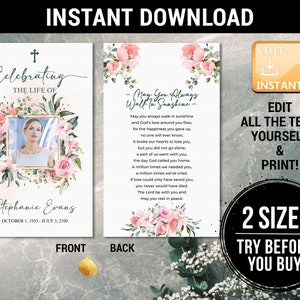 Funeral prayer cards Editable, Memorial Prayer Cards Template, Funeral Prayer Card Template, Prayer Card Funeral, Funeral Prayer Spanish F26
