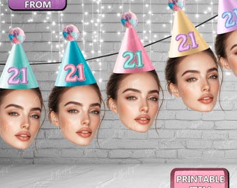 21st birthday party banner Custom Photo banner Celebration for turning 21st, bunting banner cutout, officially 21 for him/her Any age banner
