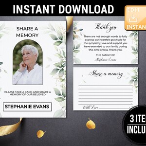 Funeral Share A Memory Sign, Funeral Thank You Cards, Personalized ...