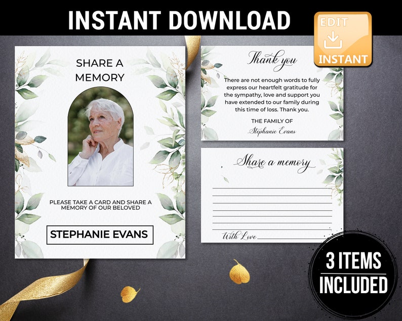 Funeral Share A Memory Sign, Funeral Thank You Cards, Personalized ...