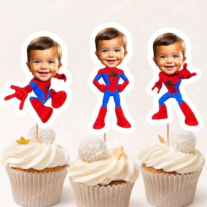 Spiderman Cupcake Toppers, Spiderman, Cupcake Toppers Birthday Spiderman Inspired, Set of 6, Party Favor, Digital Printable Instant Download