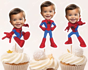 Spiderman Cupcake Toppers, Spiderman, Cupcake Toppers Birthday Spiderman Inspired, Set of 6, Party Favor, Digital Printable Instant Download