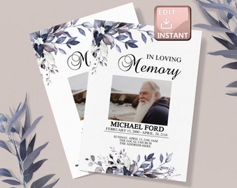 Funeral Program template for man, Memorial Program,Funeral Obituary,Funeral Template,Funeral Invitation Template,Funeral Service Template F2