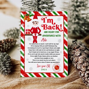 EDITABLE Elf Arrival Letter Return Letter Christmas Elf I&#39;m Back Elf Welcome Christmas Elf Letter From Your Elf Printable Template