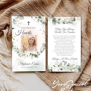 Funeral Prayer Cards, Memorial Prayer Card, Funeral Prayer Card Template, Funeral Prayer Card Catholic, Funeral Prayer Card Editable F30
