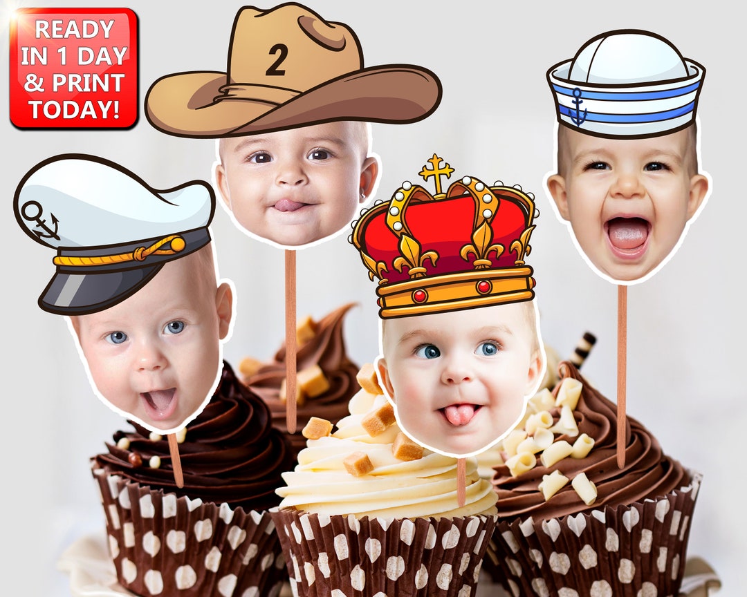 Cupcake Toppers Baby Face Cupcake Photo ANY AGE Birthday Etsy