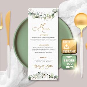 Wedding Menu Gold Template, Menu Wedding Gold, Wedding Menu Lets Eat ...