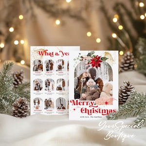 Family Holiday Greeting Card, Photo Christmas Card Template, Modern Christmas Card, Boho Holiday Card, Merry Christmas Editable Template