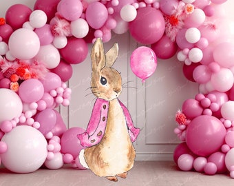 Peter Rabbit Cutout, Peter Rabbit clipart Watercolor Flopsy Bunny, Birthday party Big decor Pink GIRL Baby Shower Stand Up Prop Digital FILE