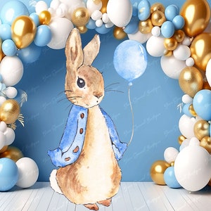 Recorte de decoración grande de Peter Rabbit, cumpleaños de conejito azul, fiesta rústica de conejito Flopsy, accesorio de conejito azul, descarga instantánea, archivo imprimible