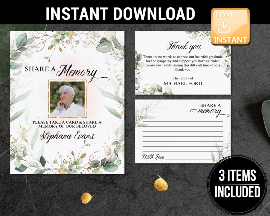 Funeral Thank You Cards , Share A Memory Card, Funeral Thank You Notes ...