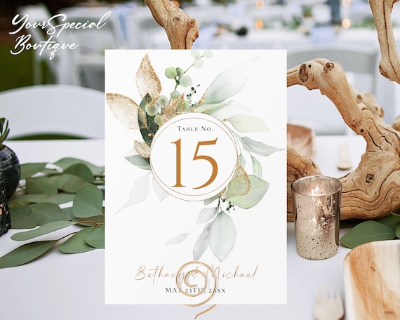 Printable Wedding Table Numbers Printable Gold Table Numbers - Etsy