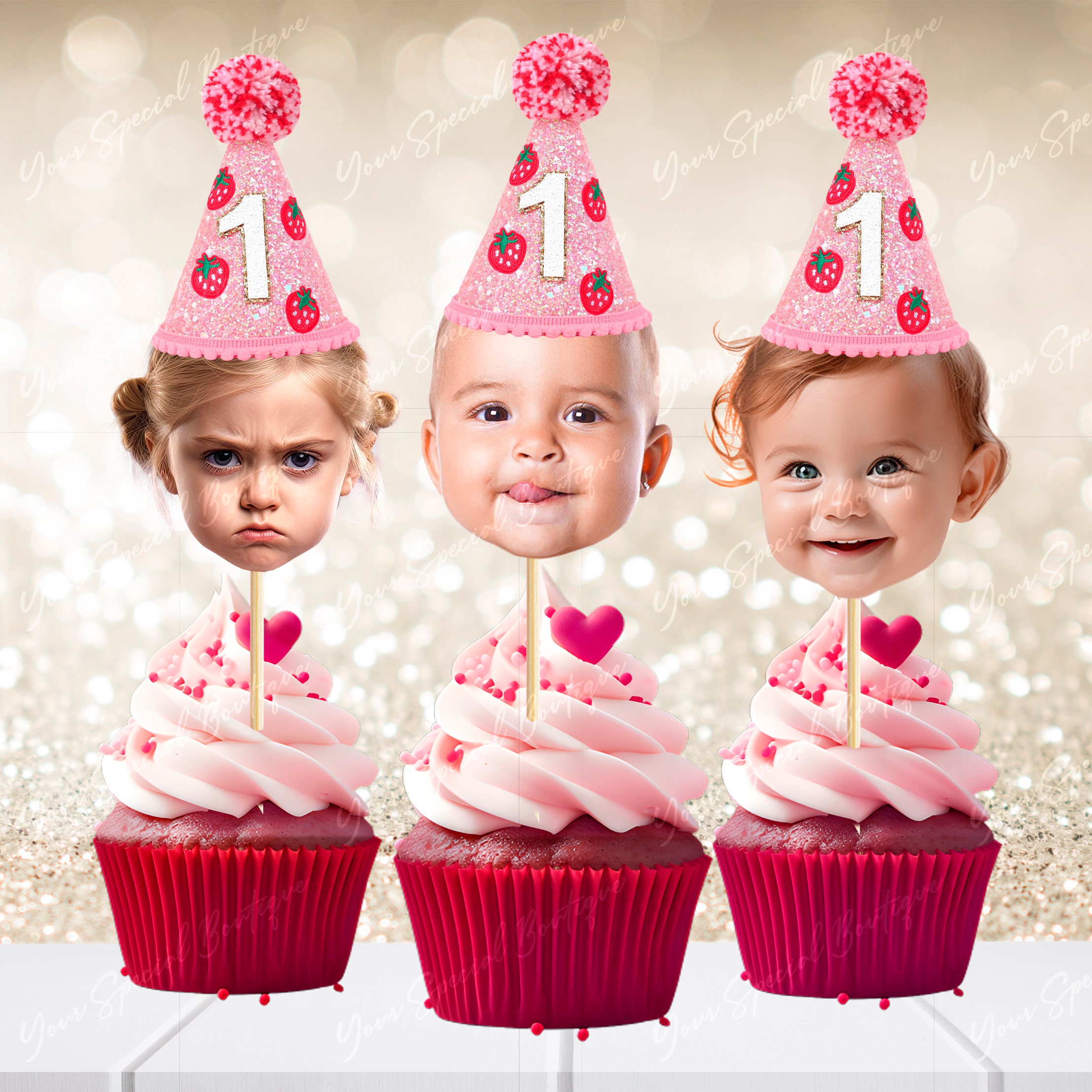 Geburtstagshut Mit Rosa Schleife Für Mädchen – 1. Geburtstag, Süße Dekoration Für Kuchen Oder Fotoshooting