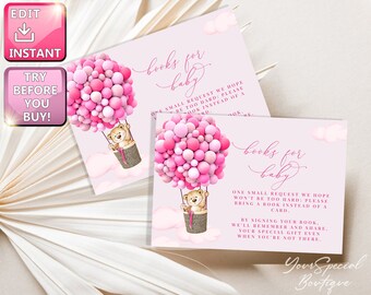 Bücher für Baby Mädchen Anfrage Bär Bücher für Baby CARD, Bär Baby Shower, Baby Buch Karte Insert, Bitte bringen Sie ein Buch statt einer Karte BS012