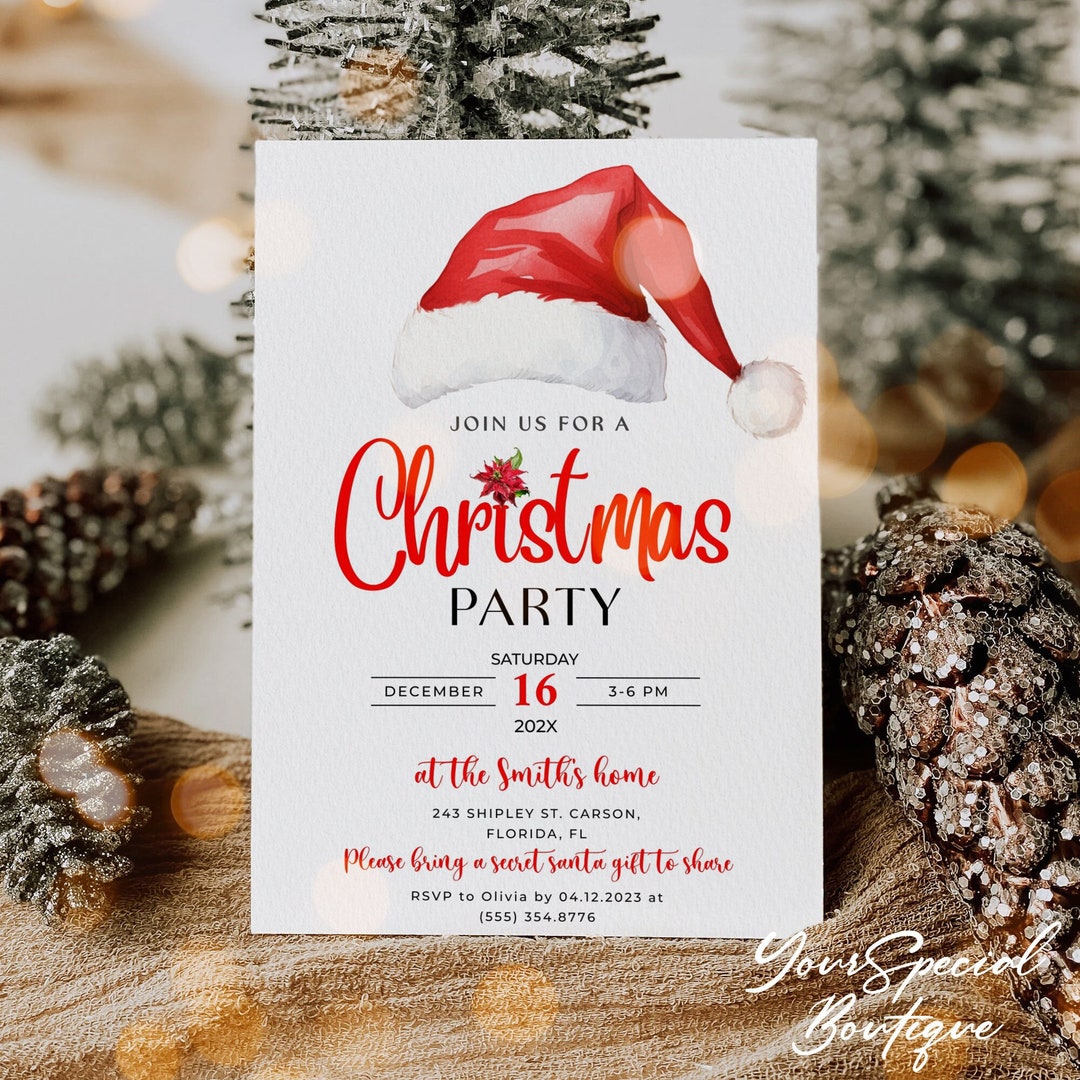 Editable Christmas Party Invitation, Christmas Party Invite, Printable