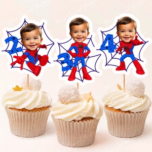 Spidey Face Cupcake Toppers, Personalized Spidey and Friends Cupcake Toppers, Custom Spidey Cupcake Toppers Superhero Inspired, Digital File