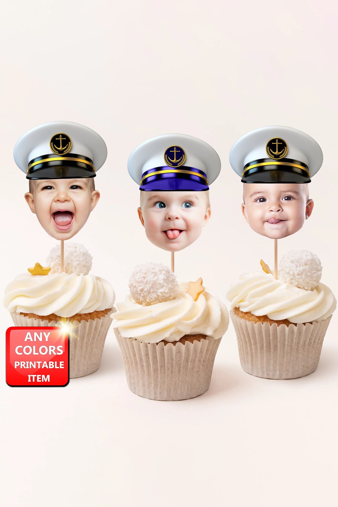 Naval Cupcake Toppers With Custom Face Photo 12 Count Naval Academy