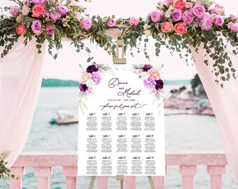 Classic Wedding Seating Chart Template, Elegant Wedding Seating Plan Sign, Printable Editable Seating Chart, INSTANT Download W007