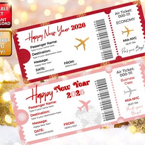Boarding Pass Template, Boarding Pass Invitation, trip reveal Surprise Trip Gift, New York Airline, Boarding Pass Ticket 2026
