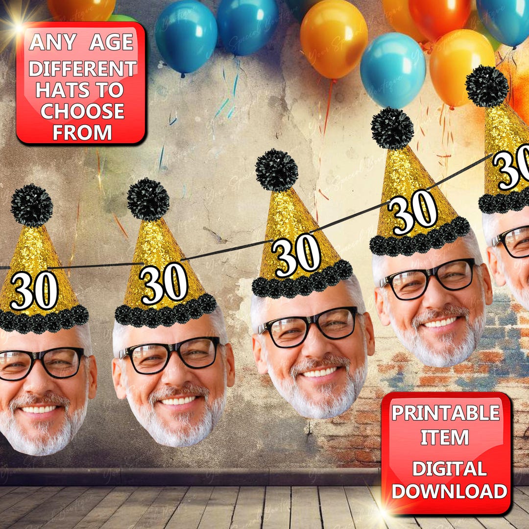 Custom Photo Banner – Birthday Party Backdrop – Black & Gold Large Decoration
