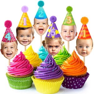 Cupcake Toppers baby face, Cupcake Photo ANY AGE, Birthday Decor, Cupcake kid birthday, cupcake toppers face kid, Digital File