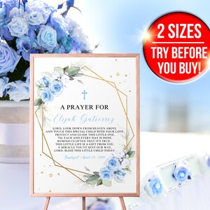 Baptism Prayer Sign Template, Personalized Prayer Sign, Editable Baptism Gift, Baptism Sign, Baptism Gift Girl, Baptism Sign Boy BP25