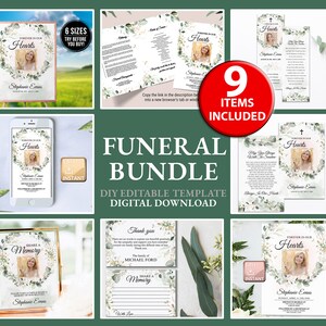 Funeral Bundle Printable, Memorial Package, Funeral Program, Funeral Welcome Sign,Funeral Sign Bundle, Funeral Memorial, Funeral package F30