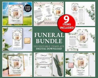Funeral Bundle Printable, Memorial Package, Funeral Program, Funeral Welcome Sign,Funeral Sign Bundle, Funeral Memorial, Funeral package F30