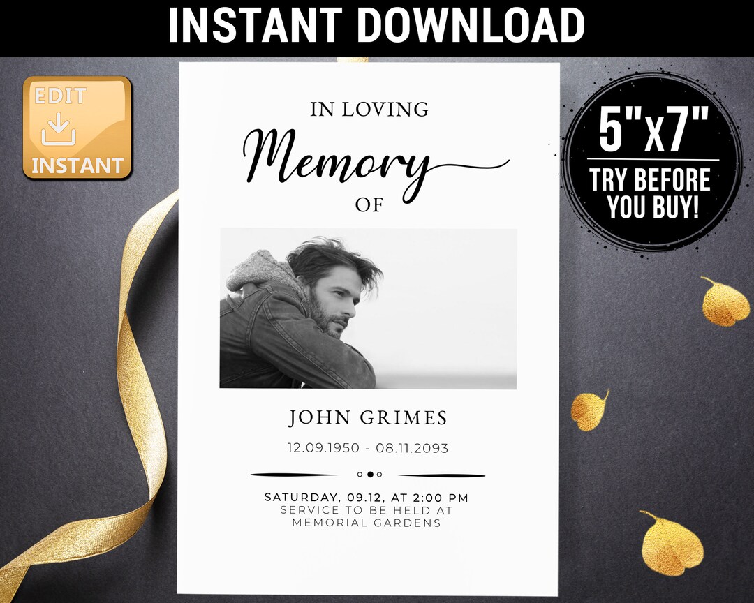 Funeral Invitation, Funeral Announcement Template, Funeral Announcement