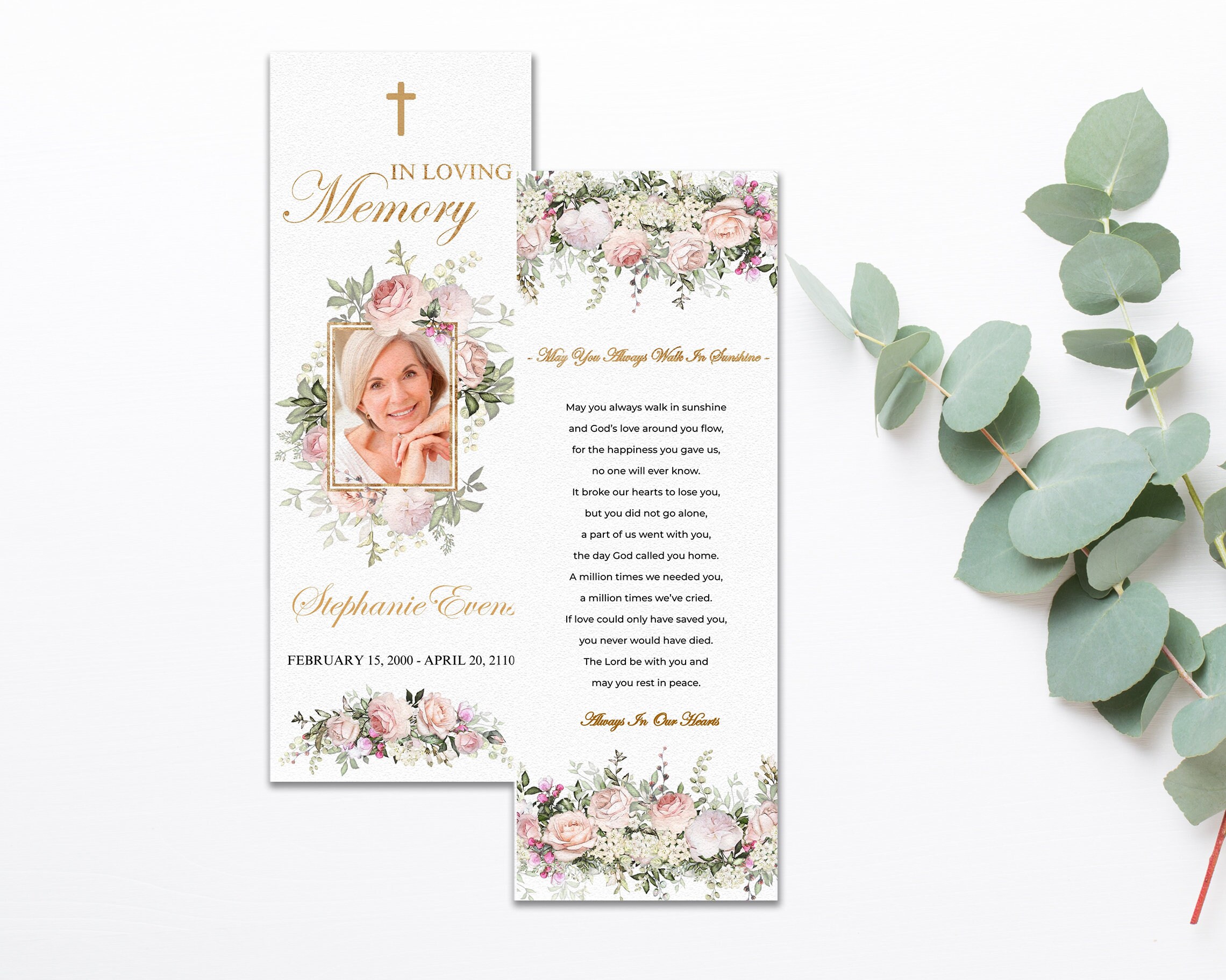 editable funeral bookmark template printable funeral bookmark etsy