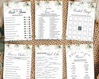 Bridal Shower Games Bundle, Editable Printable, Bachelorette Party, Bridal Bingo, Mad Libs, Digital Download