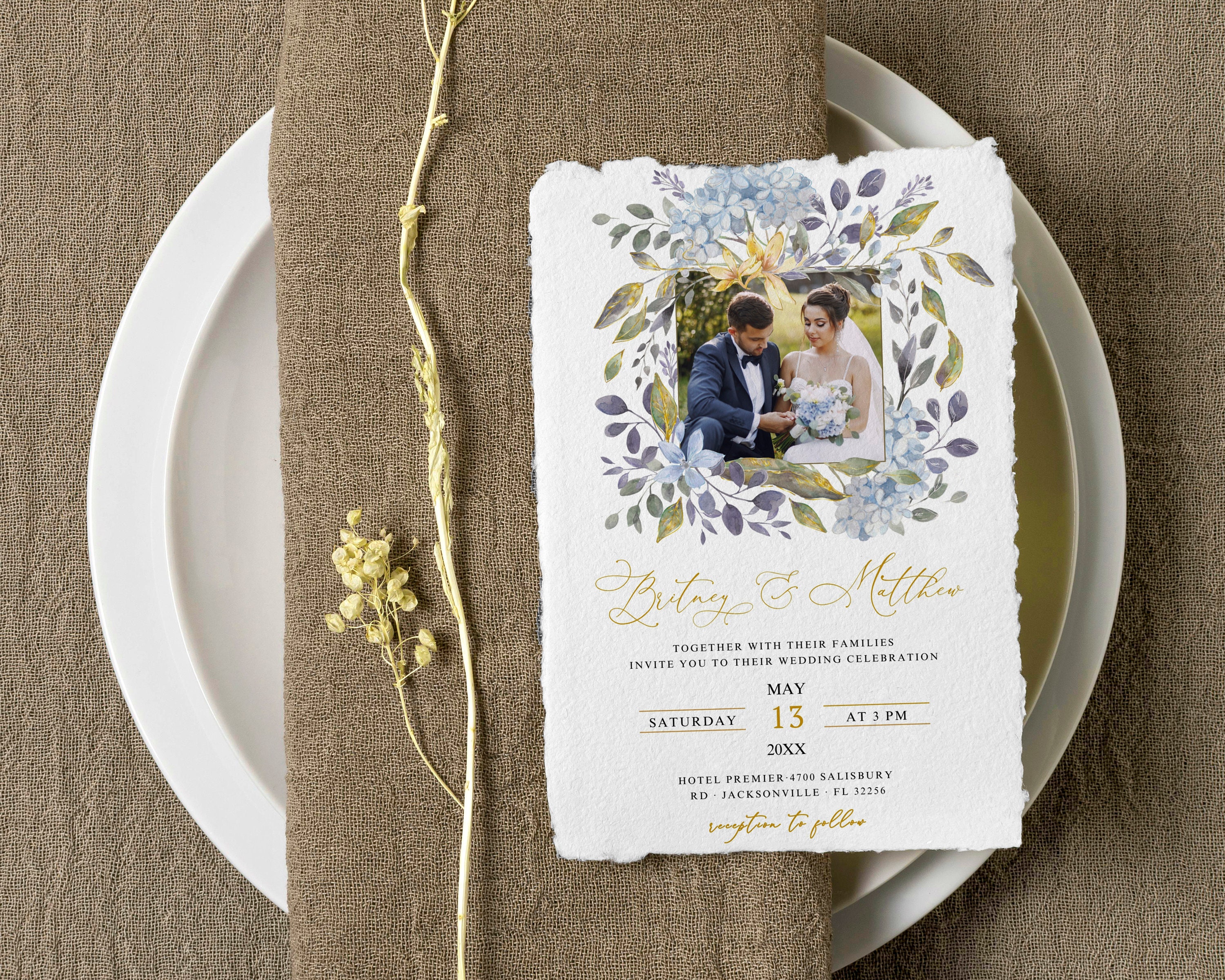 Photo Wedding Invite, Wedding Invitation With Photo Template, Invite ...