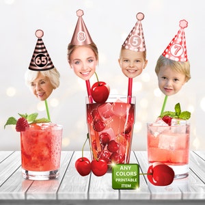 Birthday Cocktail Stirrers Anniversary Swizzle Sticks Hen Party Drinks Stirrers Wedding Stirrers Personalised Face Cocktail Stirrers Digital