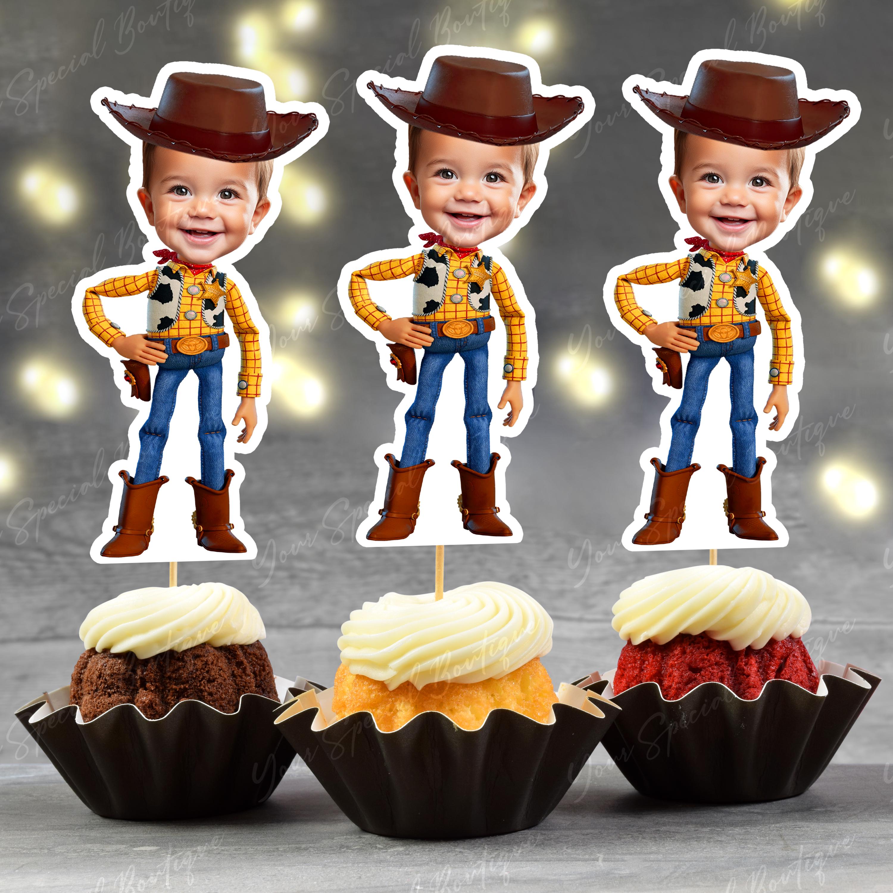 Woody Personalized Face Cupcake Toppers Inspired Face Cupcake Toppers, Personalized Custom Cupcake Toppers Superhero, Digital File