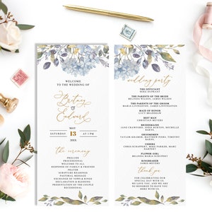 Wedding Program Boho , Program Template Modern, Wedding Ceremony ...