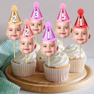 Cupcake Toppers baby face girl, Cupcake Photo ANY AGE, Birthday Decor, Cupcake girl birthday, cupcake toppers face girl, Digital File