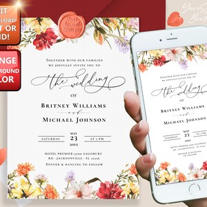 Luxus Hochzeitseinladungen Rustikale Hochzeit im Herbst Herbst Hochzeitseinladung Vorlage Printable + Elektronische Hochzeitseinladung Evite Bearbeitbar 034