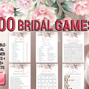 Bridal Shower Games, Editable Templates Pack, Bridal Shower Game PacK, games spanish ,Bridal Shower Games Funny, Peony, Despedida de Soltera